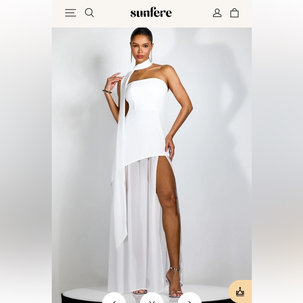 BNWT Florence Asymmetrical Chiffon Maxi Dress Missing Scarf size M